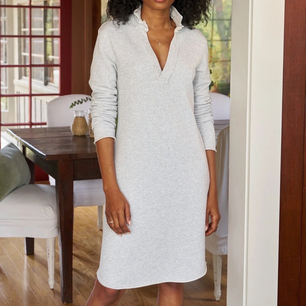 NWOT FRANK & EILEEN White Nicole Triple Fleece Popover Mini Dress LARGE $398
